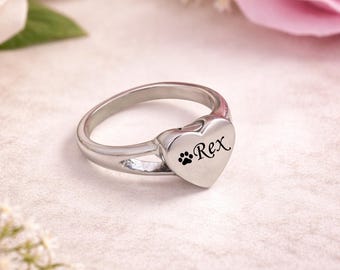 Anillo conmemorativo en forma de corazón para urna de mascotas, joyería personalizada para cenizas, regalo