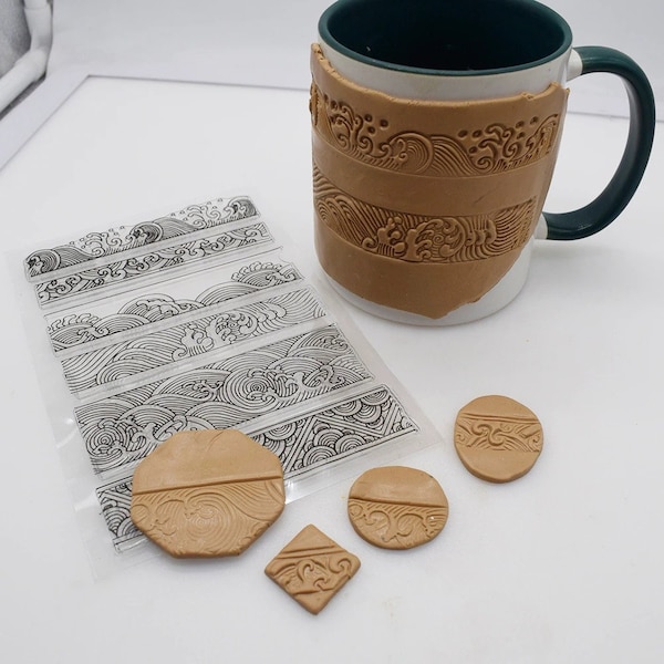 Clay Stamp Texture Emboss Sheet Keramik Keramik Polymer Clay Chinesischen Stil Wellenmuster Template Designer