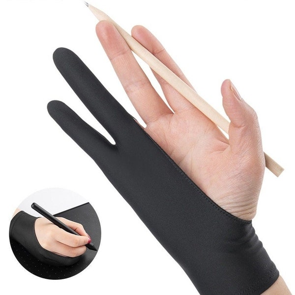 Zeichnung Handschuh, Anti-Fouling Zwei-Finger-Anti-Touch-Malhandschuh für Zeichnung Tablet