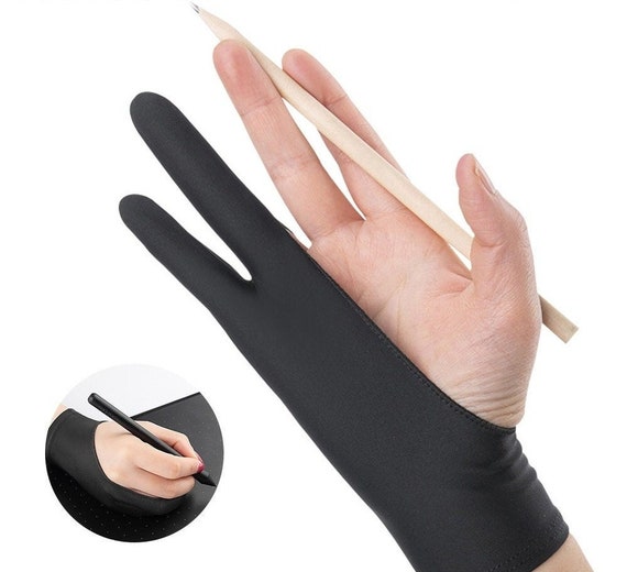 Drawing Glove, Anti-fouling Two-fingers Anti-Touch Painting Glove for Drawing Tablet