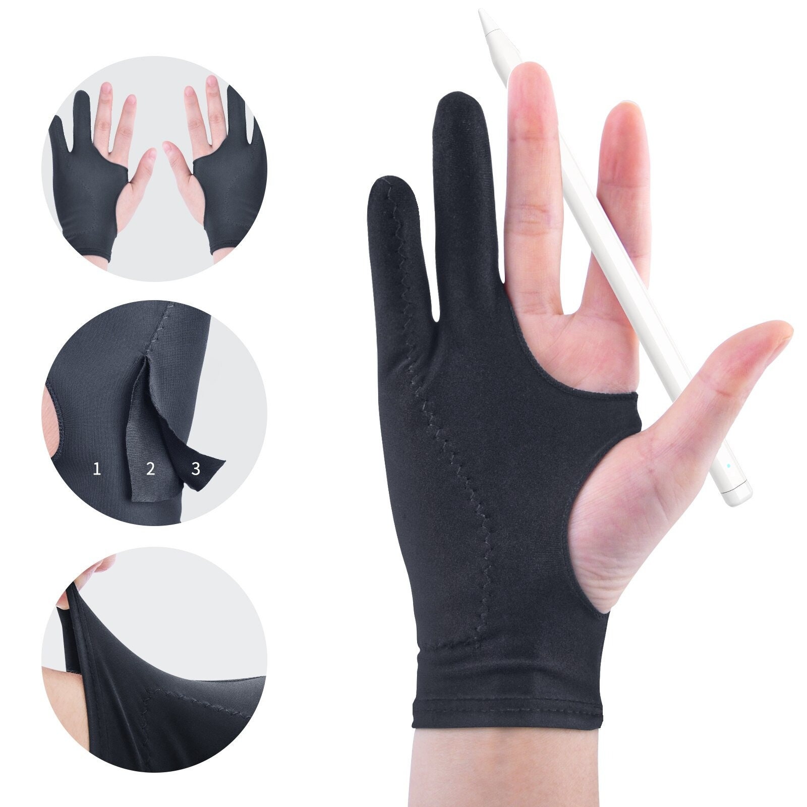 Anti-touch & Anti-fouling Two-fingers Painting Glove For Drawing