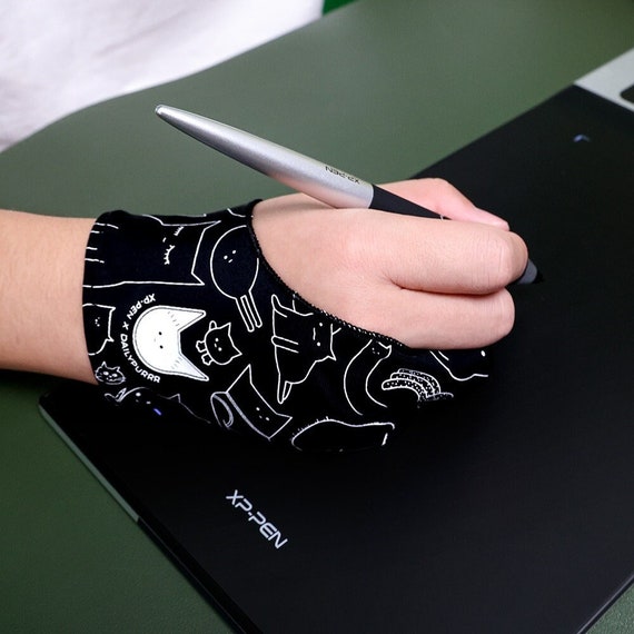 Drawing Glove, Anti-fouling Two-fingers Anti-touch Painting Cute Cat Glove  for Drawing Tablet/display Copy Board/led Light Box / iPad 