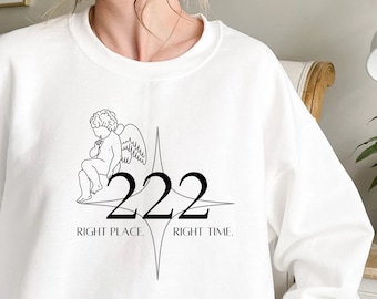 222 Angel Number Rundhalsausschnitt, Manifestation, übergroße Crew, Weihnachtsgeschenk, spirituelles Sweatshirt, trendiges Sweatshirt, Geschenk für sie