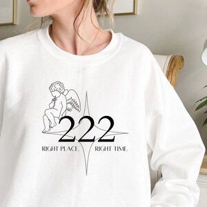 222 Angel Number Crewneck, Manifestation, Oversized Crew, Christmas Gift, Spiritual Sweatshirt, Trendy Sweatshirt, Gift for Her