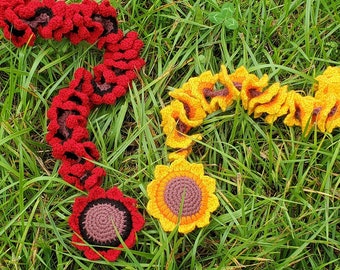 Sunflower Wind Spinner Crochet PDF Pattern Amigurumi Plushie Flower, Written in English, US Terms