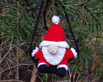 Santa Gnome Crochet Pattern: Low Sew Amigurumi Car Hanger (PDF Pattern)