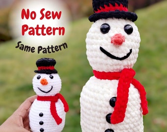 No Sew Snowman Plushie Crochet Pattern: Amigurumi PDF (2 Sizes, US Terms)