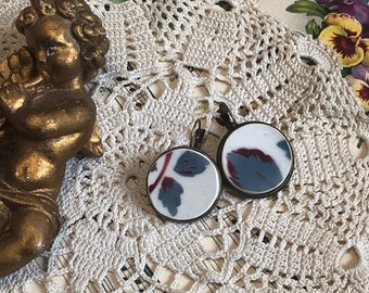 Handmade antique crockery sleeper earrings