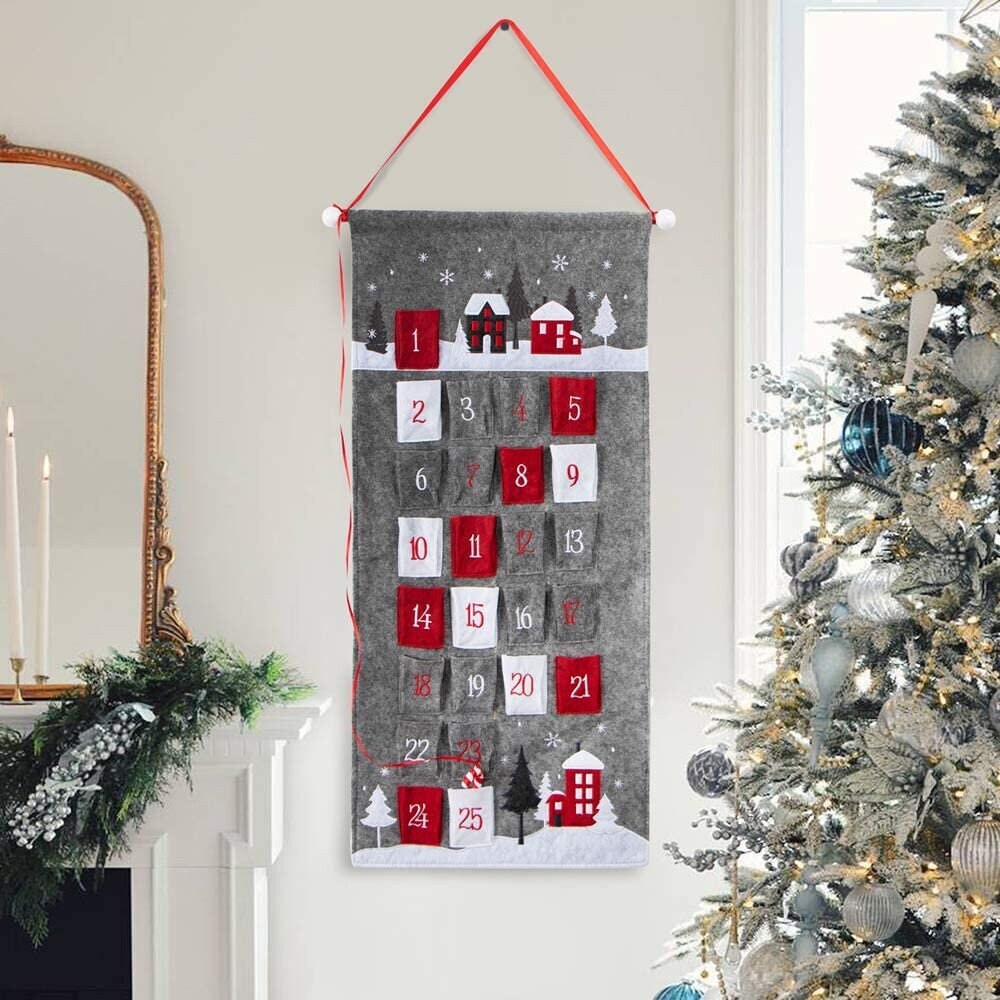 Hanging Advent Calendar 2pcs Christmas Cloth Advent Calendar hanging 