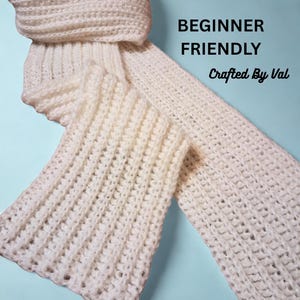 Haakpatroon geribbelde sjaal voor beginners | Eenvoudige herhaling van 1 rij (pdf-patroon)