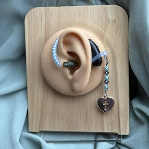 Cross in Heart Hearing Aid Charm: Faith-Based Jewelry Accessory