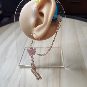 Rose Gold Butterfly Chain Hearring to Earing Hearing Aid Accessories