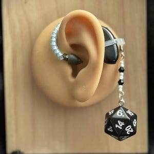 DnD 20 sided dice hearrings hearing aid accessory charm