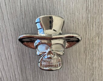 Perilla con forma de calavera con sombrero - Plateada