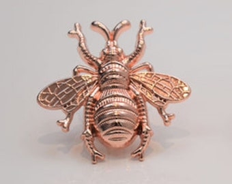 Perilla de abeja - Acabado en oro rosa - Reemplazo de metal reciclado para cajón de armario, manija de puerta, manija para muebles Hive Queen Bee
