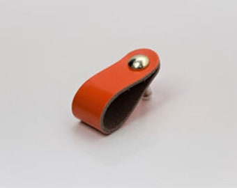 Leather Drawer Pull/Handle/Knob - Orange