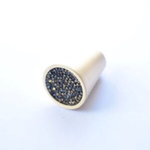 May include: A gold-toned cabinet knob with a round, black crystal-covered face.