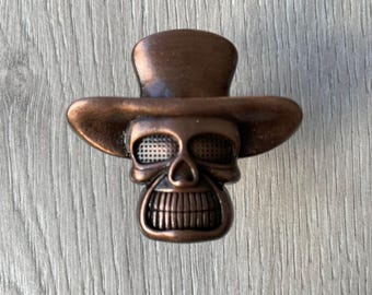 Perilla de calavera con sombrero - Cobre