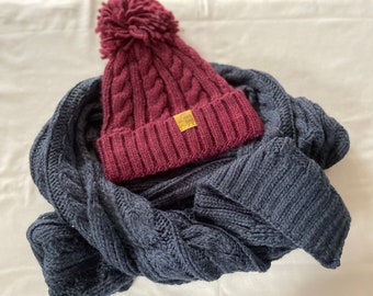 Chunky Cable Knit Hat and Scarf Set: Unisex Winter Gift - Etsy display picture 2