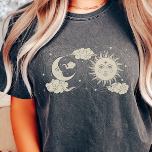 Moon Sun Celestial tarot boho design retro hippie boutique like for women gift  COMFORT Colors Unisex Tee T-Shirt
