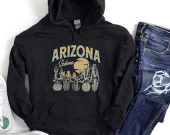 Arizona southwest style Sedona desert vibes cactus shirt for women retro vintage inspired Unisex Hoodie Hooded Sweatshirt