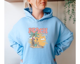 Strandbum skelett palmträd strandsemester sommarskjorta för kvinnor unisex hoodie med huva