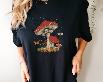 CottageCore Nature Lover Mushroom koszulka prezent dla niej estetycznej samoopieki KOMFORT Kolory Unisex Koszulka T-shirt
