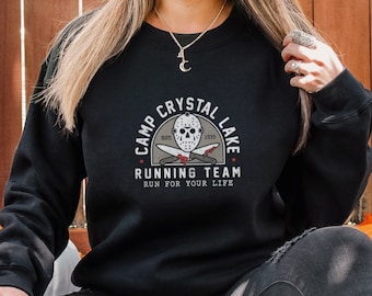 Funny Camp Crystal Lake Jason Halloween Retro Movie grappig shirt Unisex sweatshirt met ronde hals