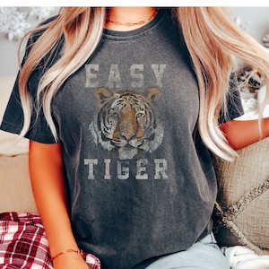 Ladies Easy Tiger Shirt Boho Trendy Tiger Graphic Boutique Ready