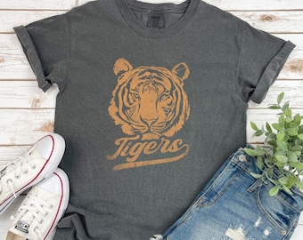 Tigers softball baseball football game day shirt Yellow COMFORT COLORS Unisex Tee T-Shirt