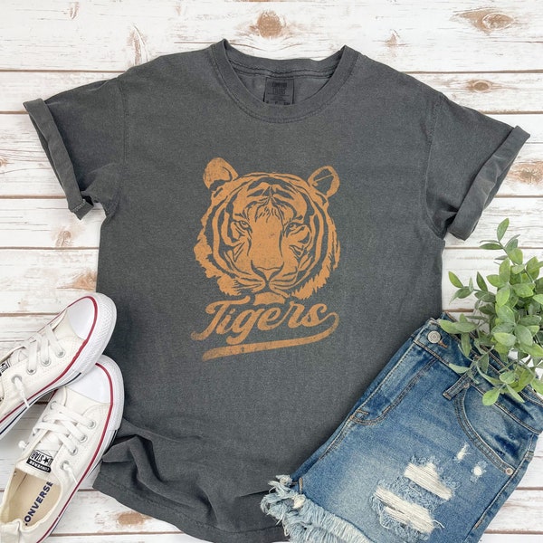 Tigers softball baseball football game day shirt Yellow COMFORT COLORS Unisex Tee T-Shirt