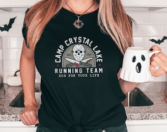 Camiseta divertida de manga corta unisex de la película retro de Halloween de Jason de Crystal Lake