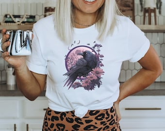 Gothic Raven Crow Dark academia witchcore goblincore odin tarot card Unisex Jersey Short Sleeve Tee T-Shirt