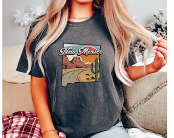 New Mexico Wüste Vibes Road Trip Wüstenliebhaber Kaktus Szene Landstraße KOMFORT Farben Unisex T-Shirt