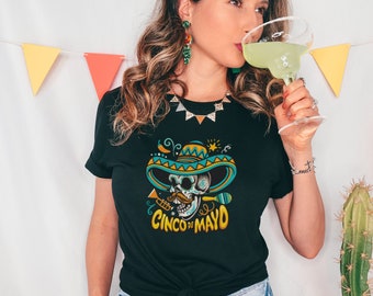 Cinco De Mayo Trendy Graphic shirt with skull bachelorette Cancun Cabo Mexico margarita Unisex Jersey Short Sleeve Tee T-shirt