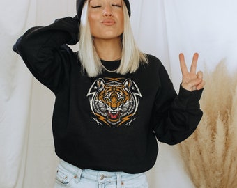 Maglietta vintage Tiger da donna, maglietta con grafica Tiger, felpa girocollo unisex