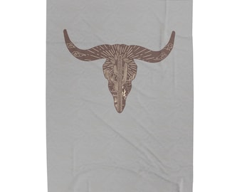 Southwest Cow Skull cactus Largw warm Soft Velveteen Plush Blanket Couch throw