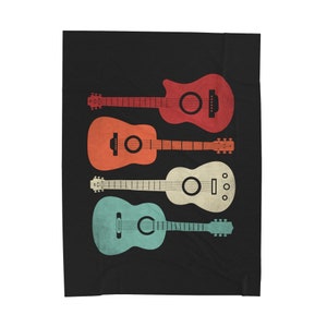Retro Guitarist Musician gift acoustical guitar Country music lover Large Warm Velveteen Plush Blanket Throw