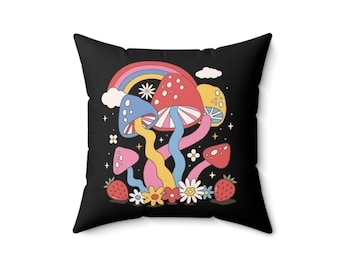 Strawberry Mushroom indoor decorative accent throw pillow cushion Spun Polyester Square Pillow