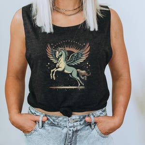 Magical Unicorn Women&#39;s Flowy Tank Top, Ideal for Summer Wear, Fitness, Festivals, Unicorn Lovers, Birthday Gift