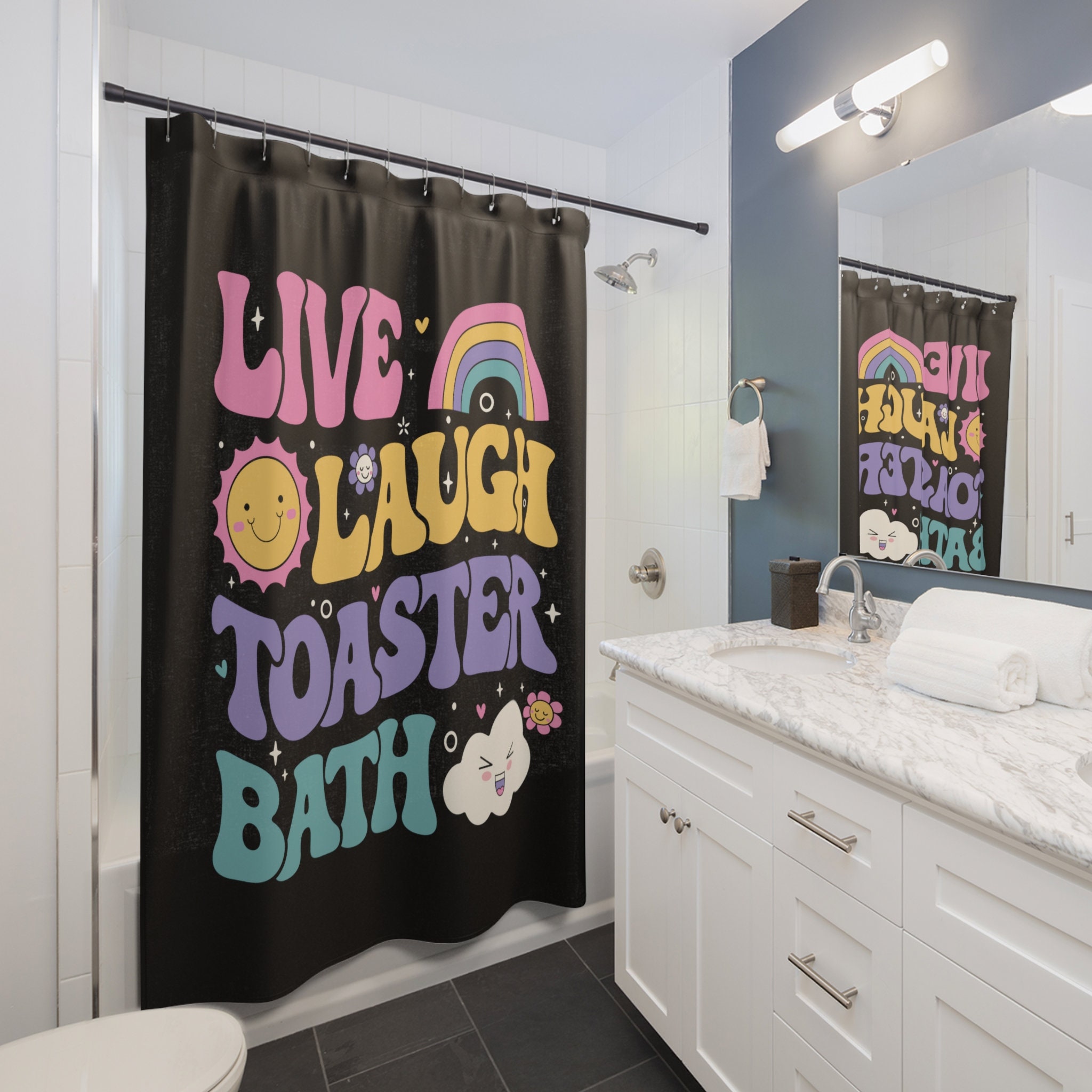 Funny Shower Curtains For Adults Funny Shower Curtain Cool Bathroom Decor, Dark Humor, Live Laugh