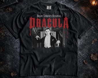 Bram Stoker Dracula Shirt, Vintage Vampire Horror T-Shirt, Gothic Classic Monster Halloween Graphic COMFORT Colors Unisex Tee T-shirt