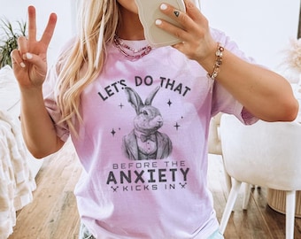 Camiseta vintage con dibujo divertido, antes de que la ansiedad se active, regalo para mujer, camiseta de salud mental, camiseta unisex con colores cómodos.