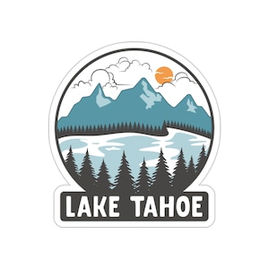 Lake Tahoe travel outdoor scene trendy Indoor outdoor laptop water bottle car Sticker Die-Cut Stickers