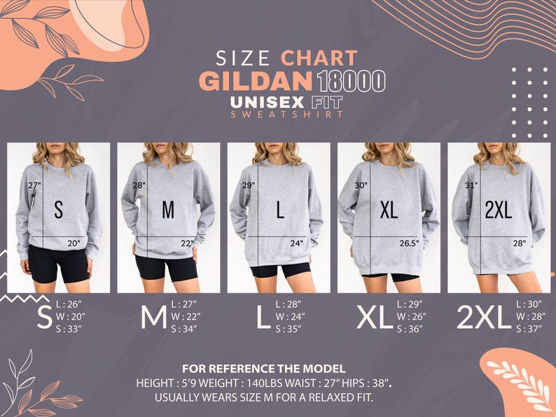 a woman's size chart for a sweatshirt