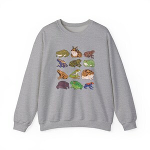 Sudadera unisex con cuello redondo, estilo rana linda, estilo cottage core, grunge, sapo, emo, estética goblincore imagen 8