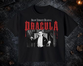 Brams Dracula Shirt, Gothic Vampire Horror, Retro Halloween, Classic Literature, Spooky Season Comfort Colors Boxy Tee T-shirt and Tote Bag