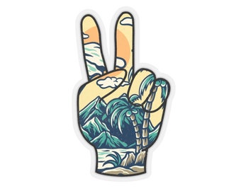 Tropical Peace Hand Kiss Cut Indoor Sticker
