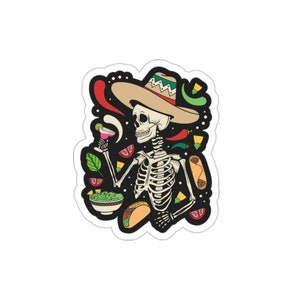 Cinco de Mayo Southwest skeleton margarita tequila sombrero fiesta Indoor outdoor laptop water bottle car Sticker Die-Cut Stickers