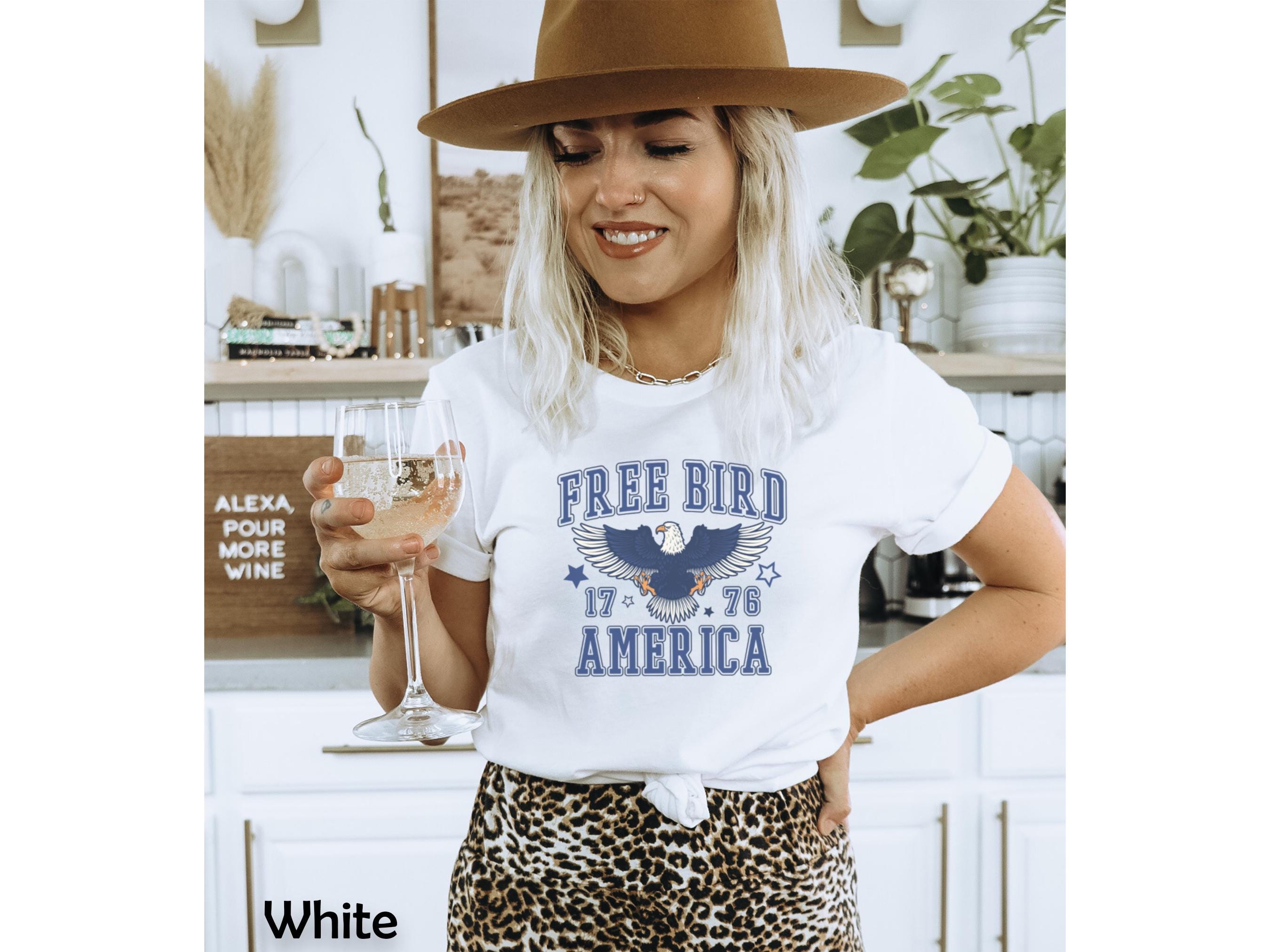 Camiseta Free Bird America, American Eagle del 4 de julio, camiseta patriótica Freebird, regalo para ella, camiseta unisex de manga corta de moda